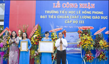 Trường tiểu học Lê Hồng Phong đạt chuẩn chất lượng giáo dục cấp độ III