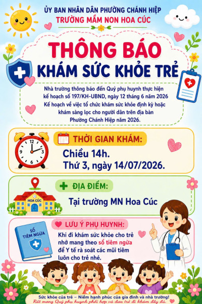 Thông báo khám sức khoẻ trẻ