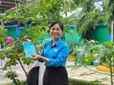 Trường mầm non Hoa Mai thực hiện mô hình "Mã số hóa cây xanh"