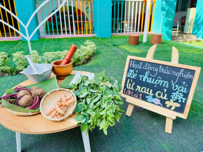 🌈Hoạt động trải nghiệm: “bé nhuộm vải từ rau củ”   – lớp lá 1🌿