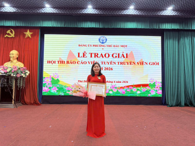 🏆 Chúc mừng cô Nguyễn Mỹ Duyên – Bí thư Chi bộ, Hiệu trưởng Trường Mầm non Tuổi Xanh đã xuất sắc đạt Giải Ba tại Hội thi Báo cáo viên – Tuyên truyền viên giỏi năm 2026! 🎉