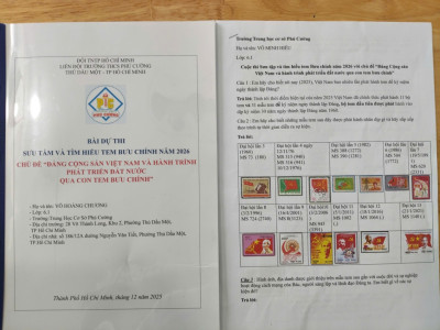 ĐỘI VIÊN THCS PHÚ CƯỜNG HÀO HỨNG THAM GIA CUỘC THI SƯU TẬP VÀ TÌM HIỂU TEM BƯU CHÍNH NĂM 2026